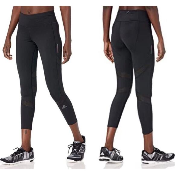 Adidas Mid-Rise Black Running Climacool Aeroready Stretch Pocket Crop Legging SM - Picture 15 of 15